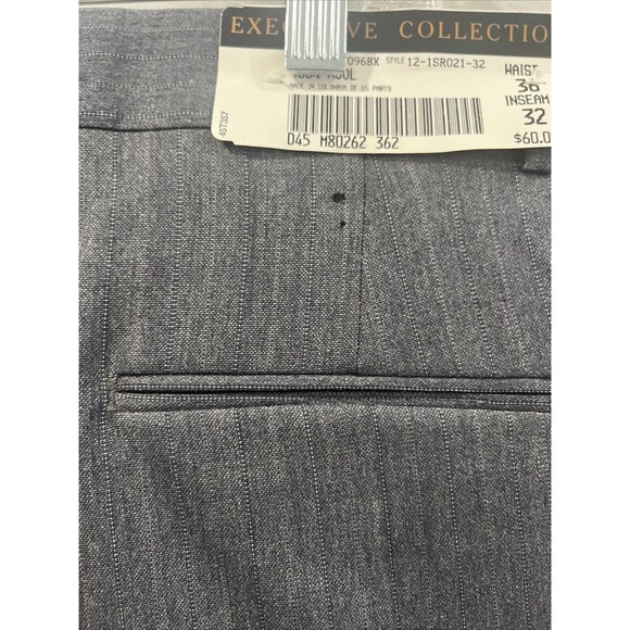 Executive Collection 100% Wool Gray Striped Dress Pants Size 36x32 - Picture 6 of 6